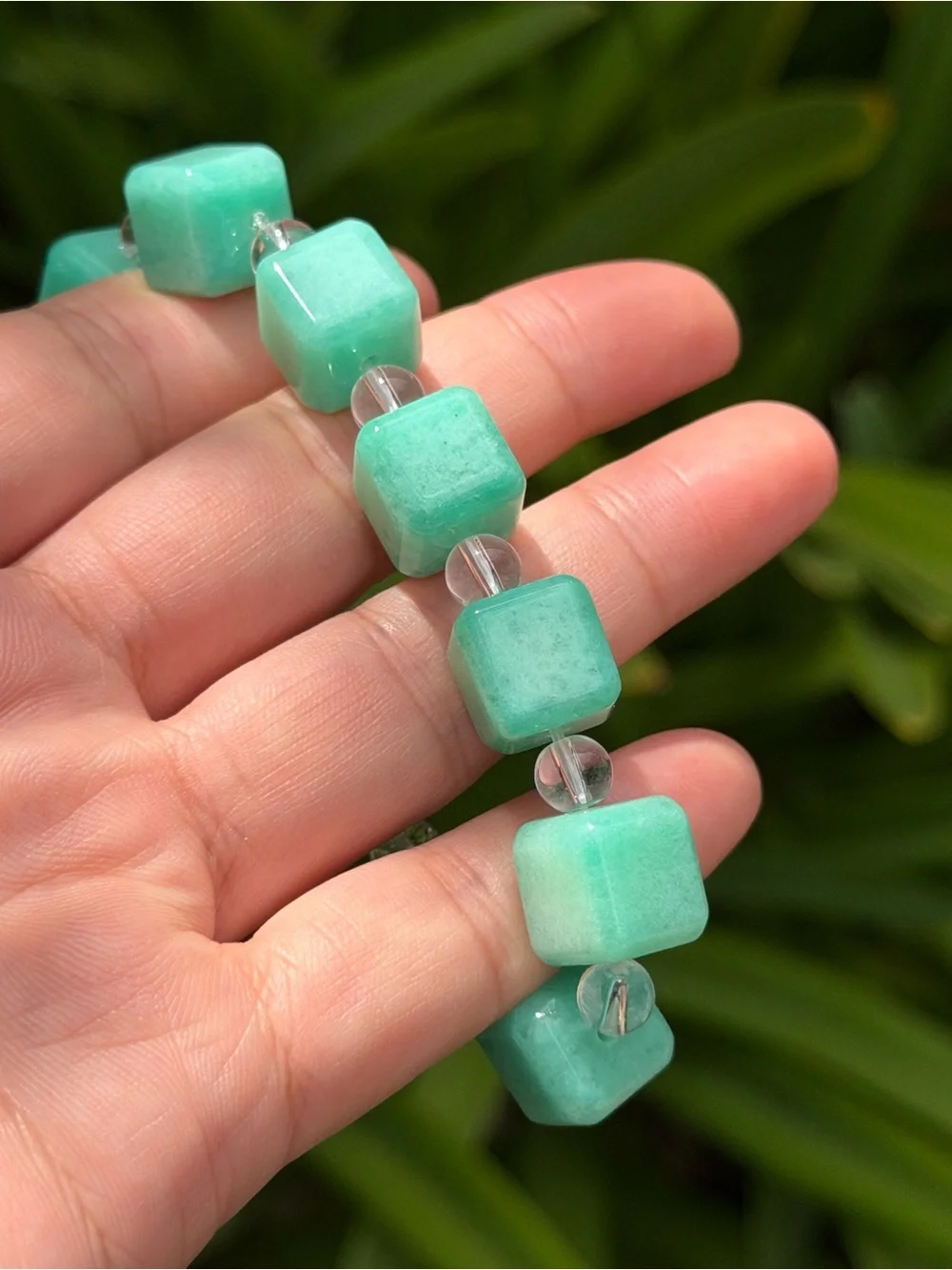 12mm strechable cubic amazonite bracelet 1751